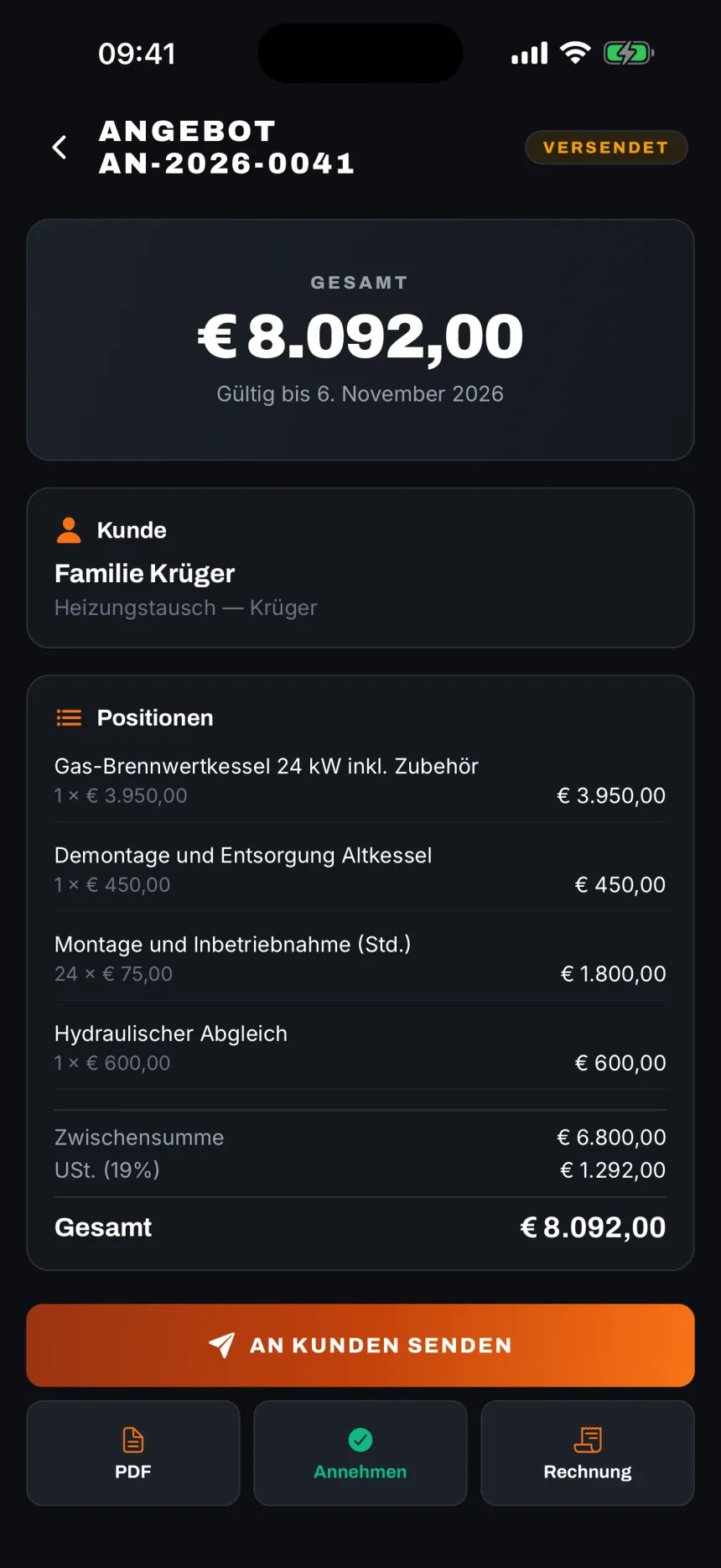 Preis direkt vor Ort.