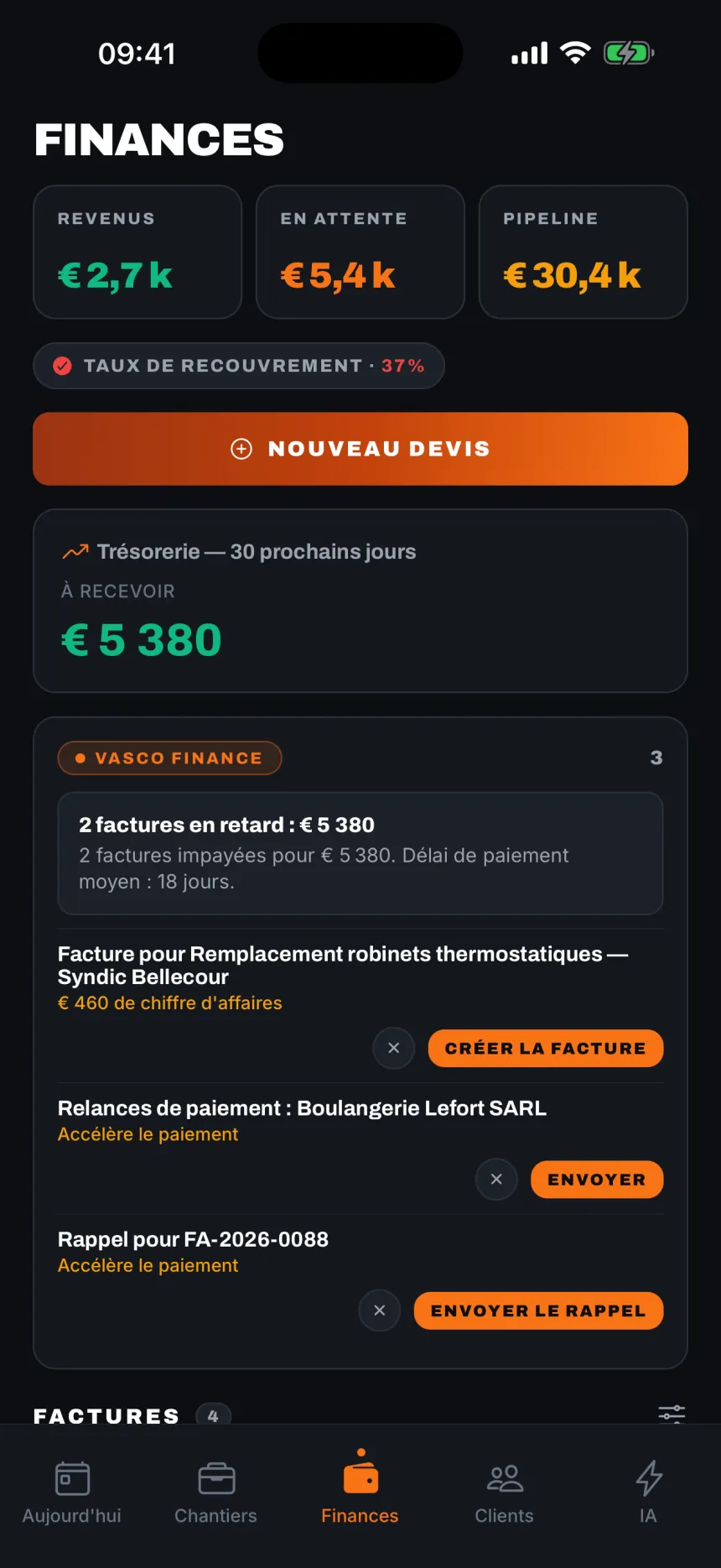 Voir ce qui reste à encaisser.