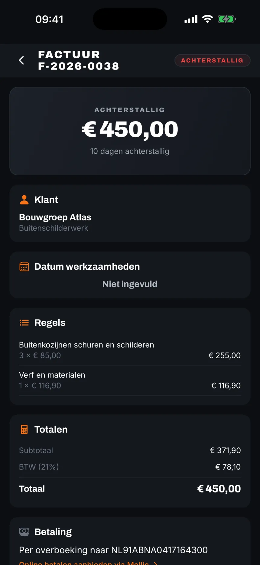 Met één tik een factuur.